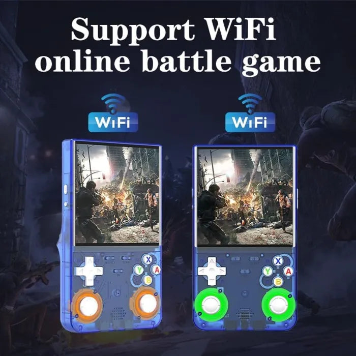 R36 Ultra Retro Handheld Game Console with 64GB - Transparent Blue