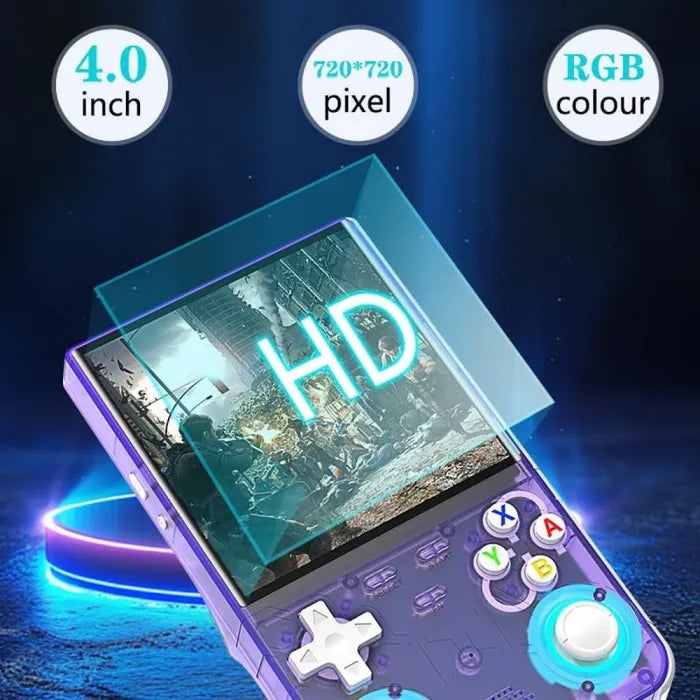 R36 Ultra Retro Handheld Game Console with 64GB - Transparent Purple