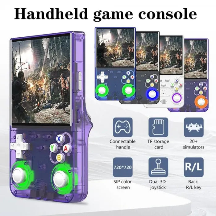 R36 Ultra Retro Handheld Game Console with 64GB - Transparent Purple