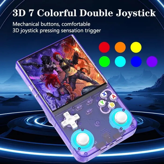 R36 Ultra Retro Handheld Game Console with 64GB - Transparent Purple