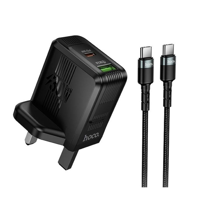 Hoco DC119 Dual Port Pd30W+Qc3.0 Charger Set C-C UK