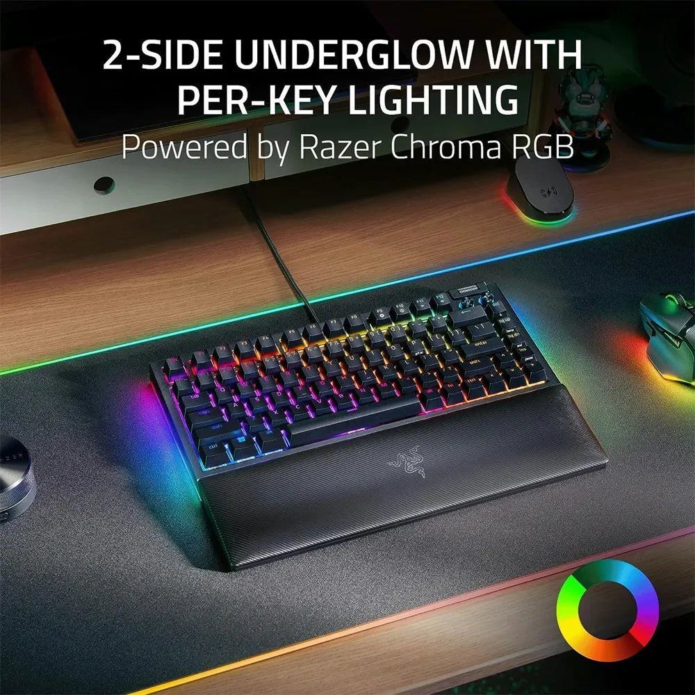 Razer Blackwidow V4 75% Mechanical Gaming Keyboard With Wrist Rest (Orange Tactile Switches) - Black