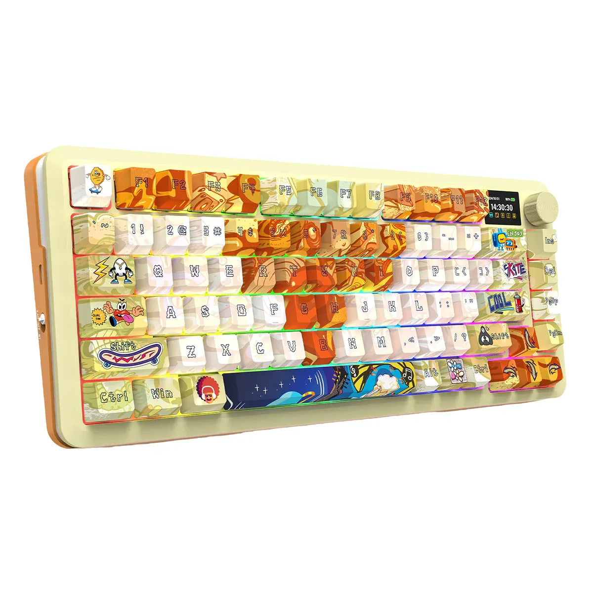 Redragon Fleckact Pro Art 3modes Connections- Lcd Screen Gasket Mounted Mechanical Keyboard