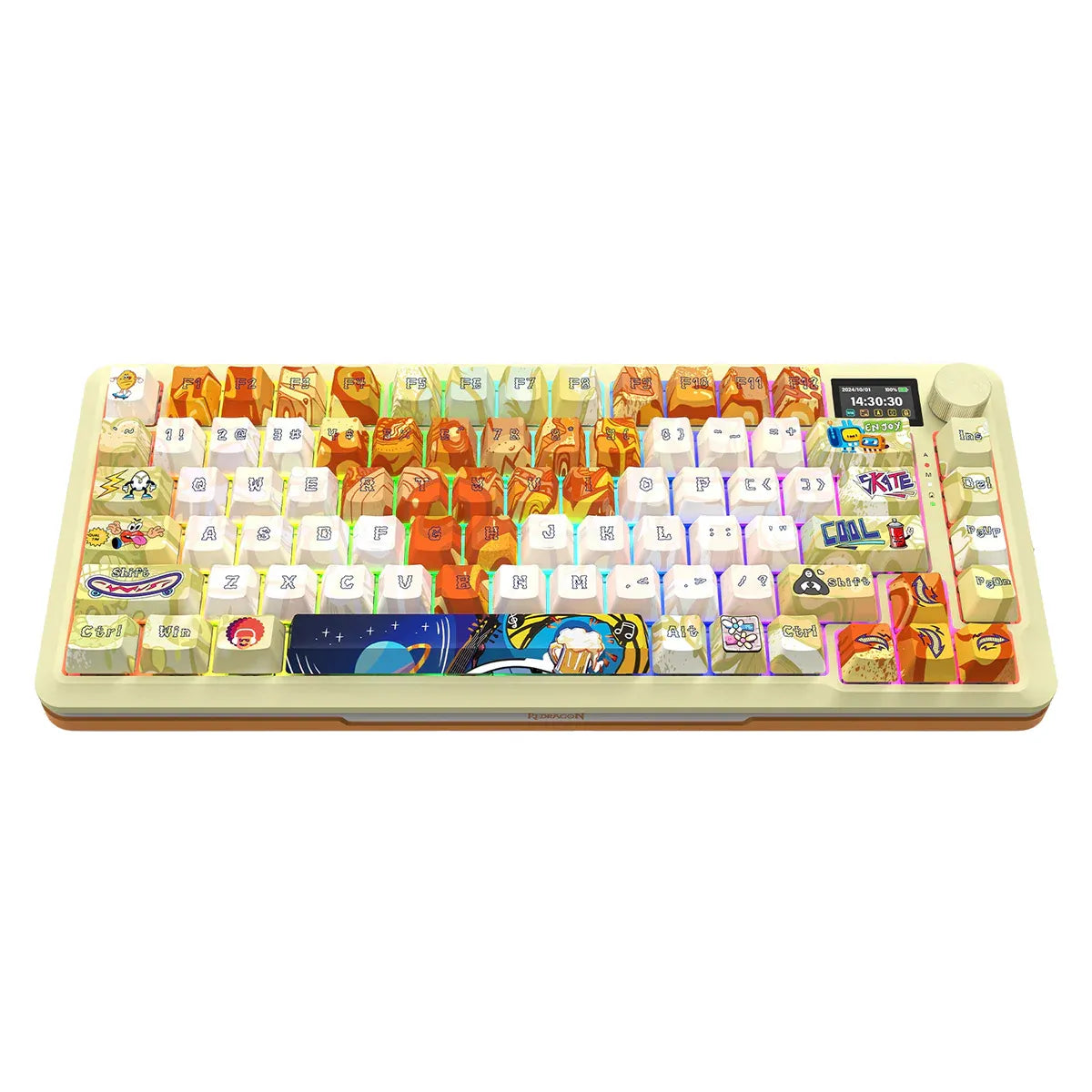 Redragon Fleckact Pro Art 3modes Connections- Lcd Screen Gasket Mounted Mechanical Keyboard