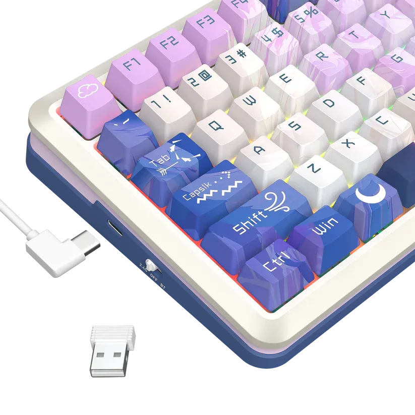 Redragon Flekact Pro 3modes Connection With Lcd Screen Gasket Mounted Mechanical Keyboard - Animated Theme