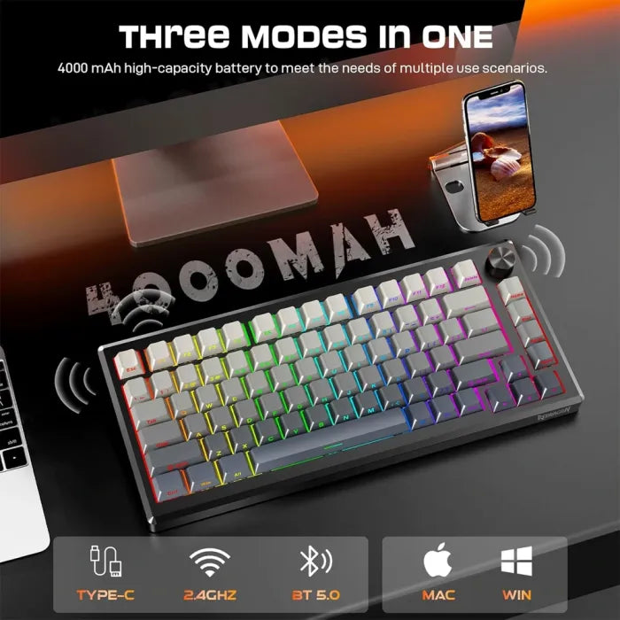 Redragon K732Sp-Rgb-Pro 3 Modes Connection Aluminum Alloy Body Mechanical Keyboard