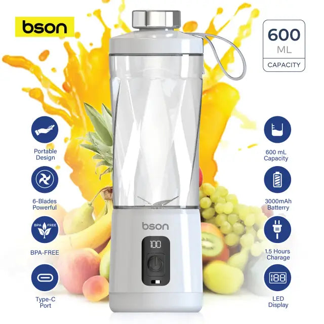 Bson Portable Blender 600ml, 70W Rechargeable