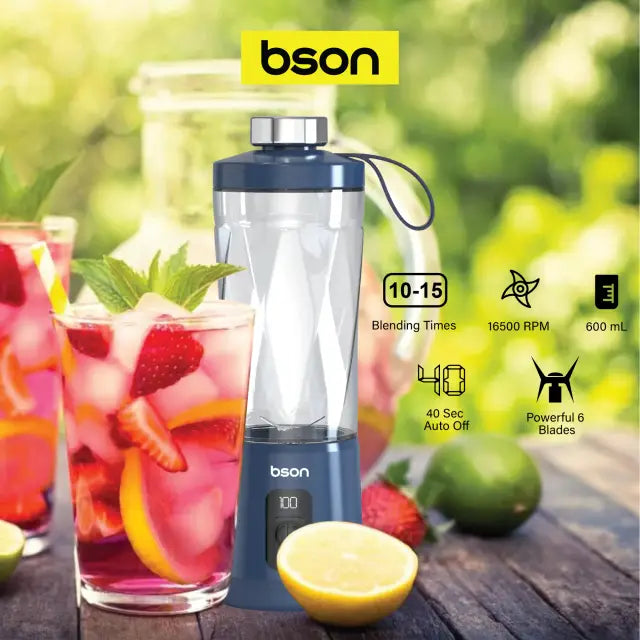 خلاط محمول Bson سعة 600 مل، قابل لإعادة الشحن بقدرة 70 واط 