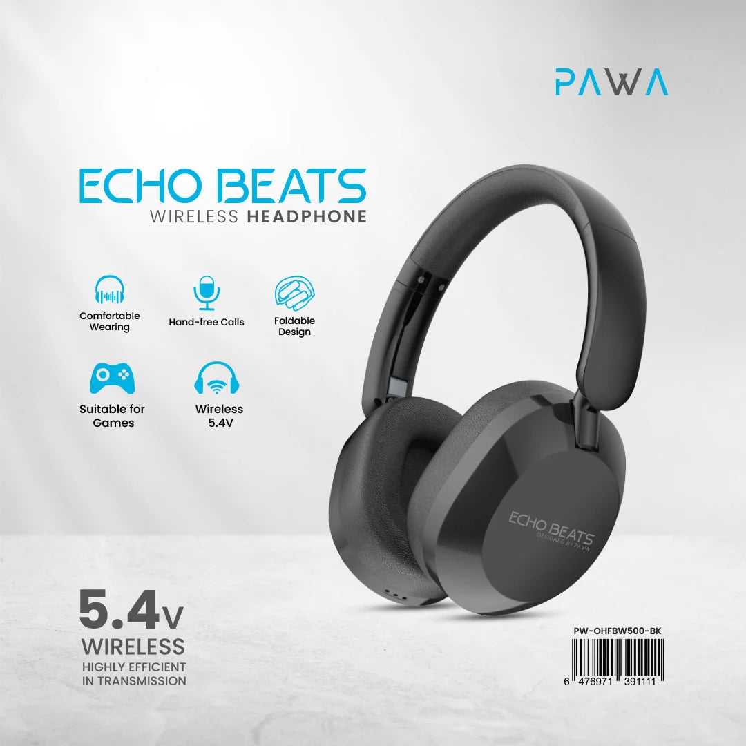 Pawa Echo Beats Wireless Headphone - Black