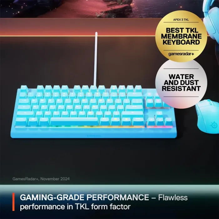 Steelseries Apex 3 Tkl Rgb Gaming Keyboard - Aqua (Us Layout)