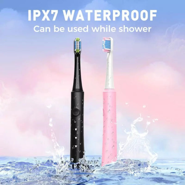 Atmoko Sonic 40000 VPM فرشاة أسنان كهربائية قابلة لإعادة الشحن + 8 رؤوس فرشاة دوبونت - أسود ووردي