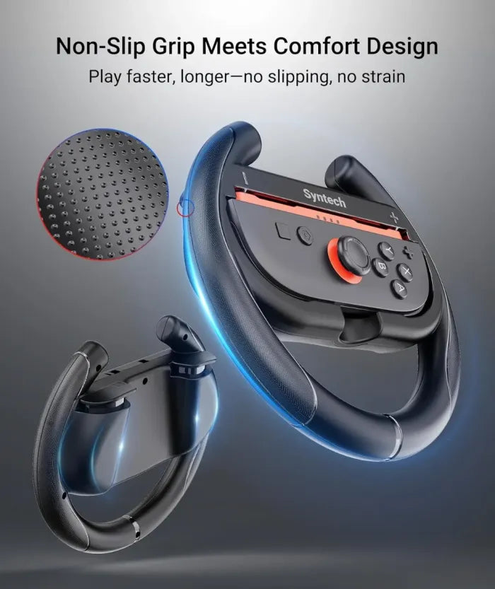 Syntech Steering Wheel For Nintendo Switch2 Joycons (2 Pack, Black)