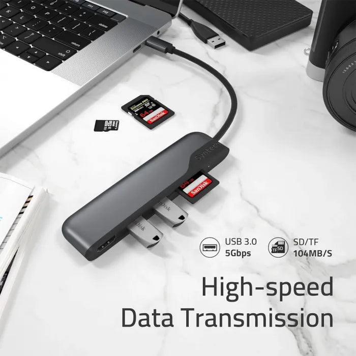 Syntech Usb C Hub 5-In-1 Usb C To Hdmi Adapter / Sd Microsd Card Reader 2 Usb3 Ports