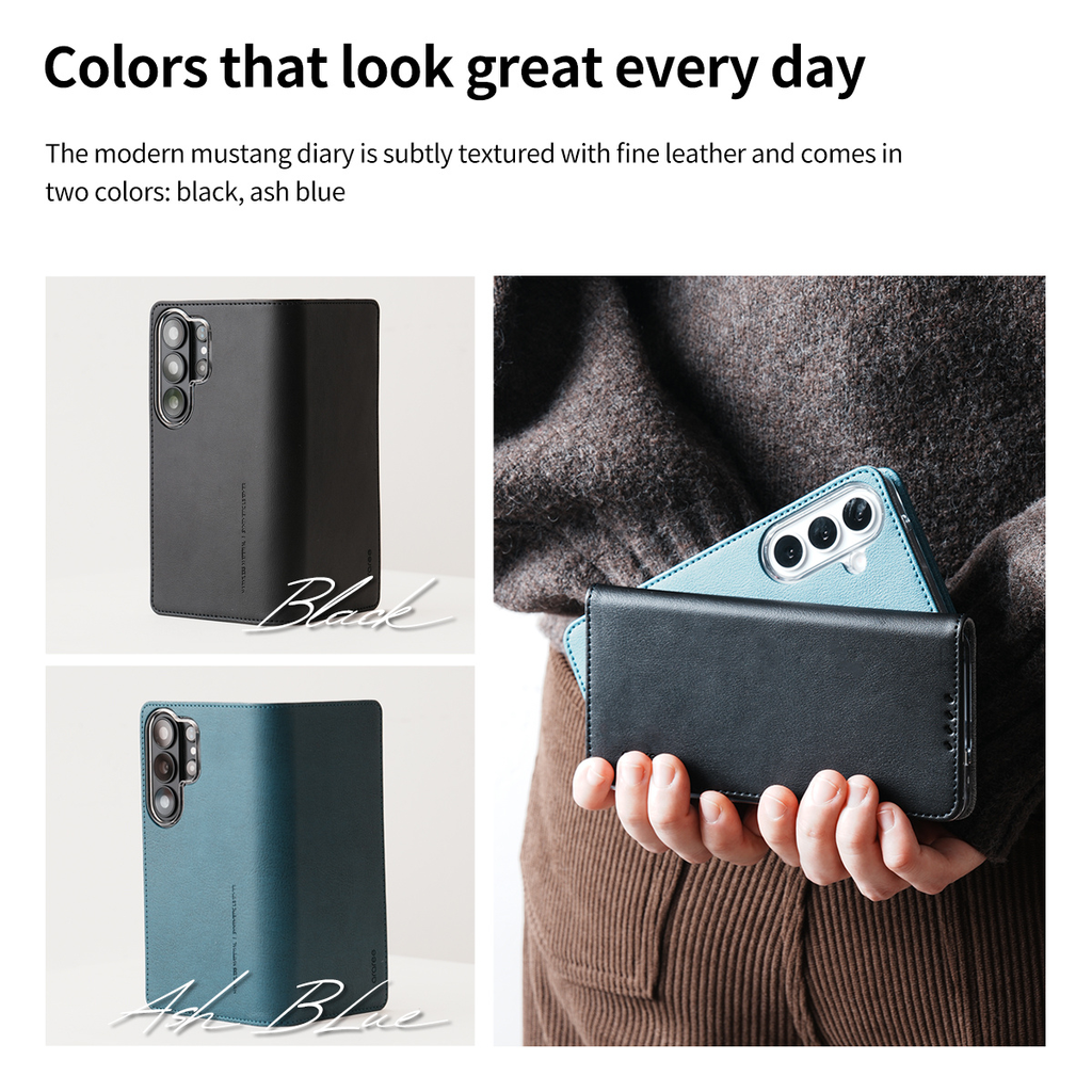 Araree Mustang Diary Case For Samsung Galaxy S26 Ultra -Ash Blue