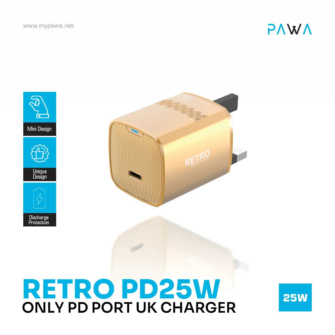 Pawa Retro 25W With Type-C Port Uk Plug - Orange