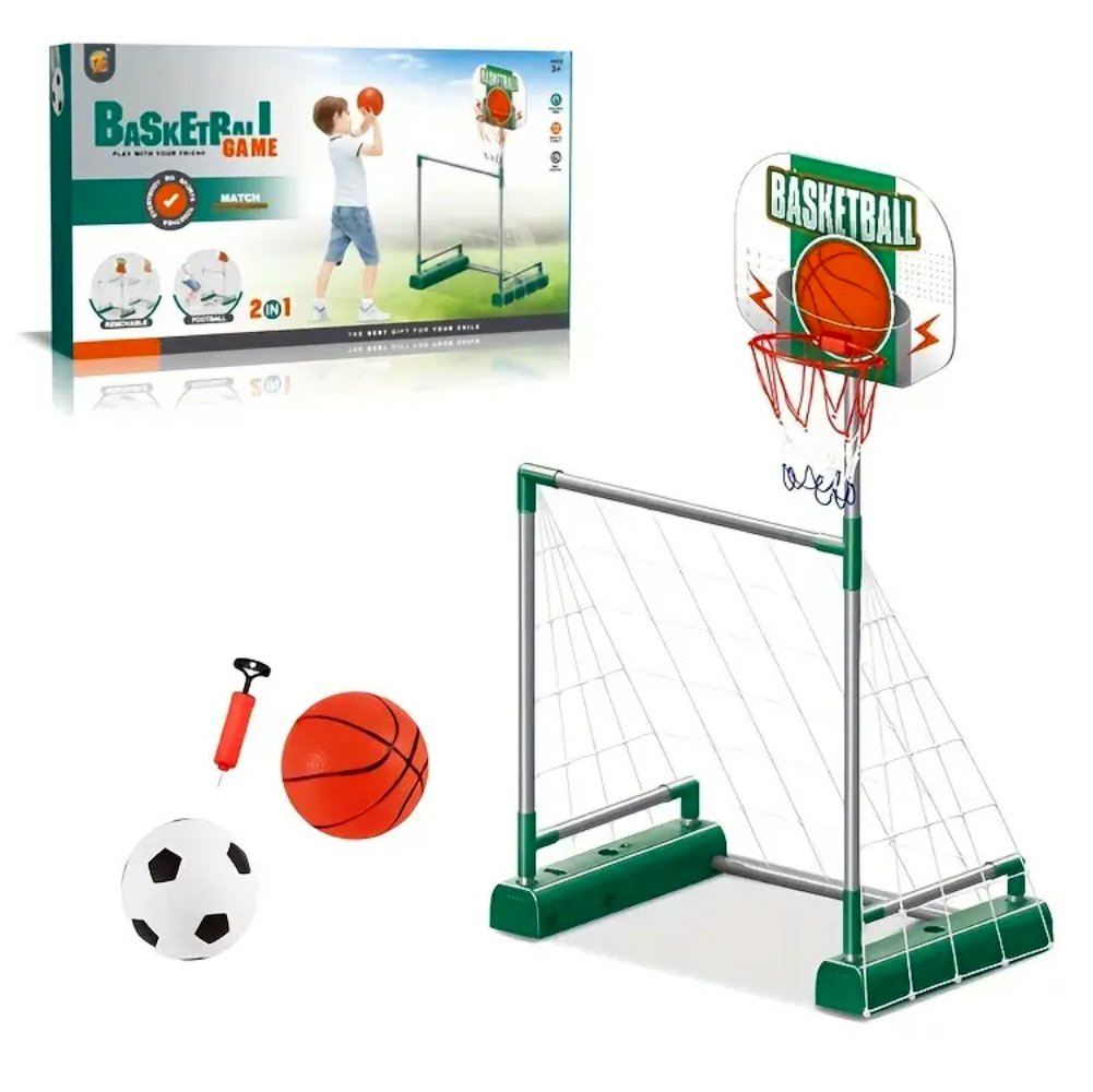 Wemzy - 2 in 1 Movable Soccer Net and Basketball Playset R3I5