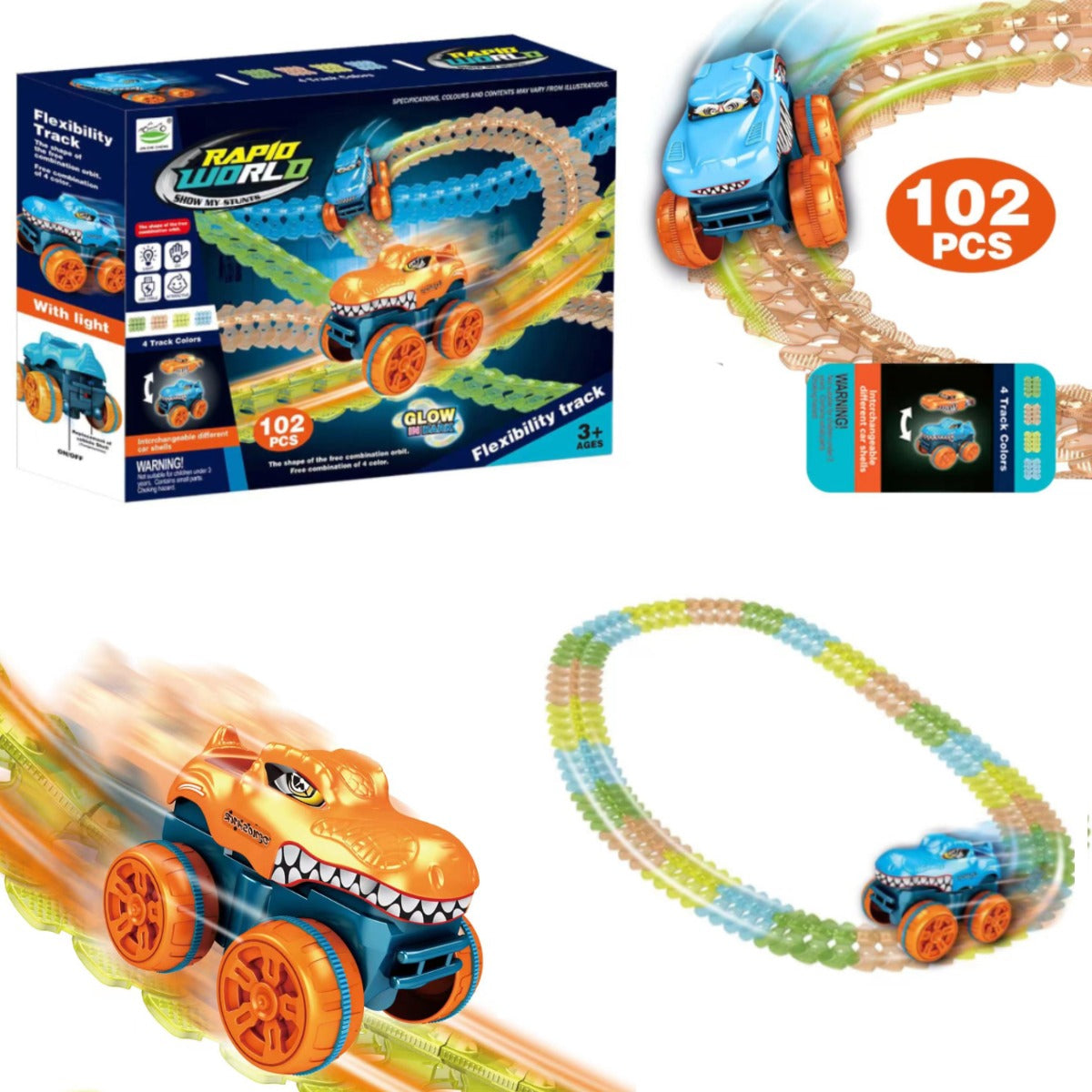 Race Track Playset, 102 Pieces S3VG