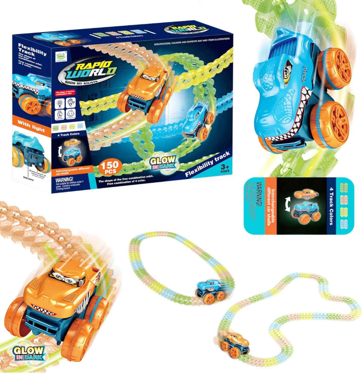 Race Track Playset, 150 Pieces BA8Q