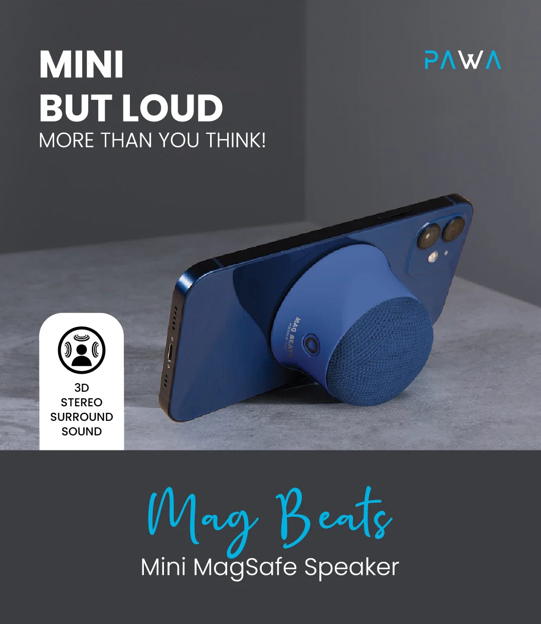 Pawa Magbeats Mini Magsafe Speaker - Blue