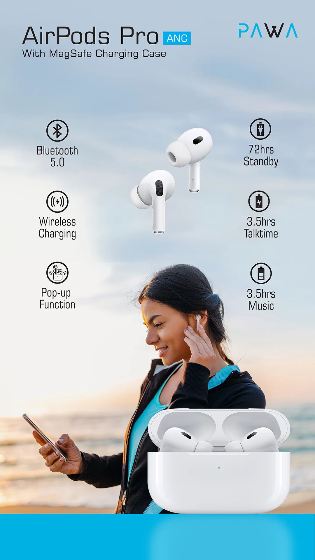 Pawa Earbuds Pro (2nd Generation) With Magsafe Charging Case