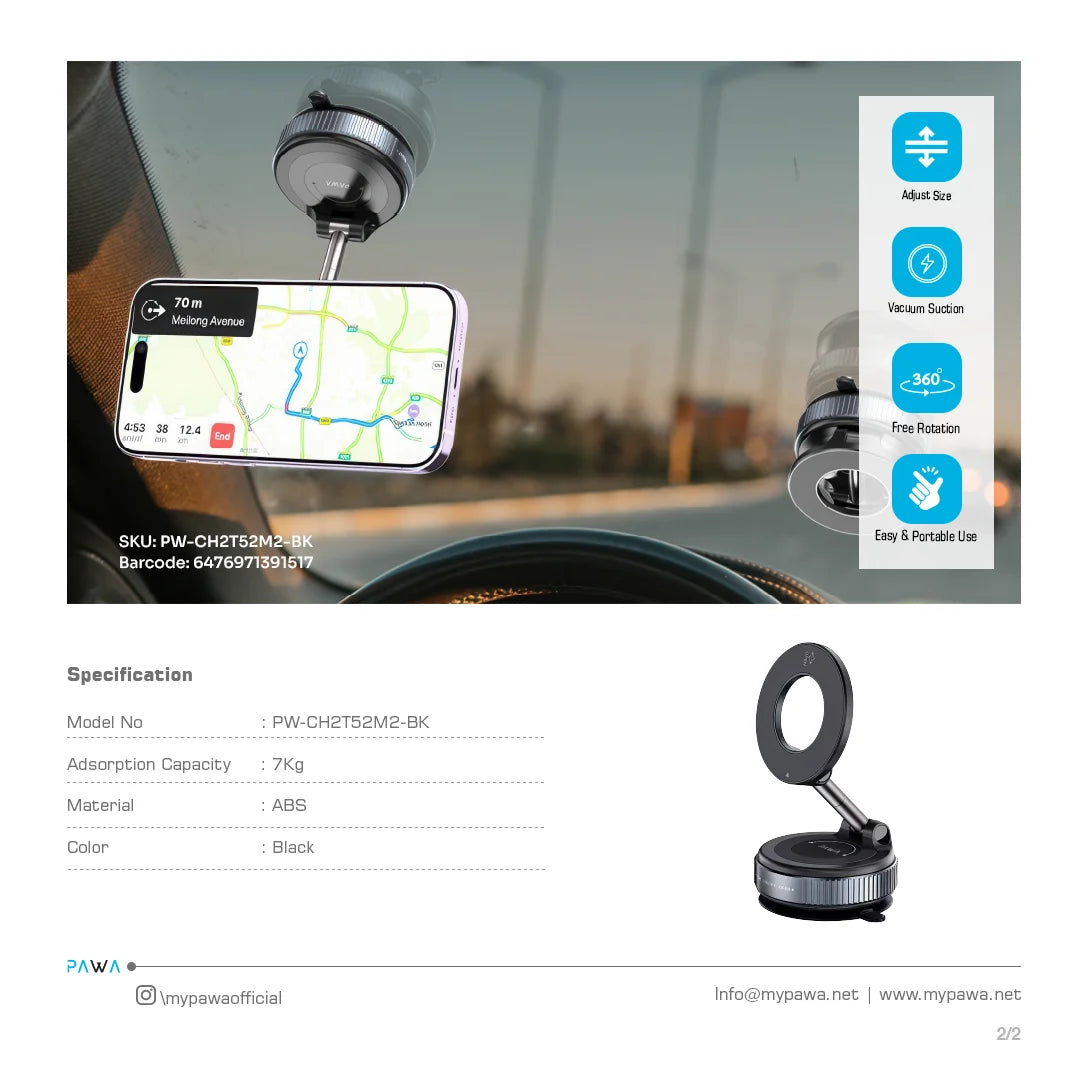 Pawa Vacuum Suction 360 rotation phone holder