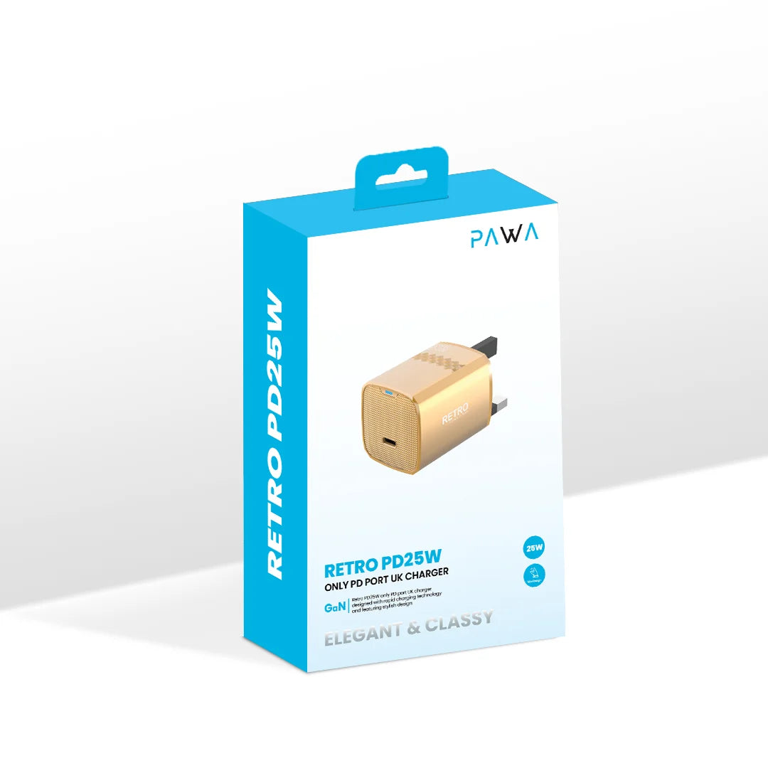 Pawa Retro 25W With Type-C Port Uk Plug - Orange