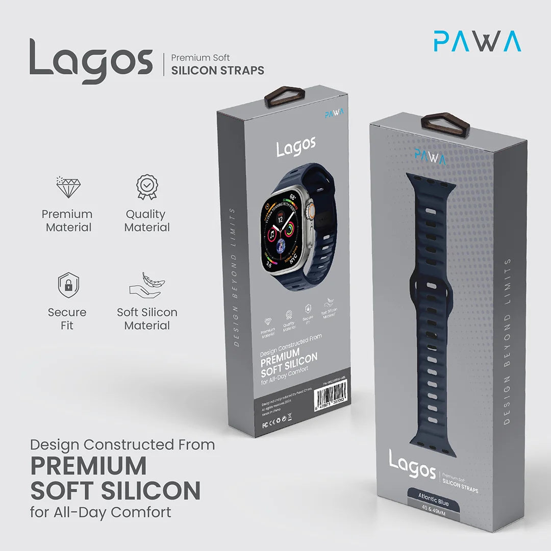 Pawa Lagos Premium Soft Silicon Strap 45/49MM - Atlantic Blue