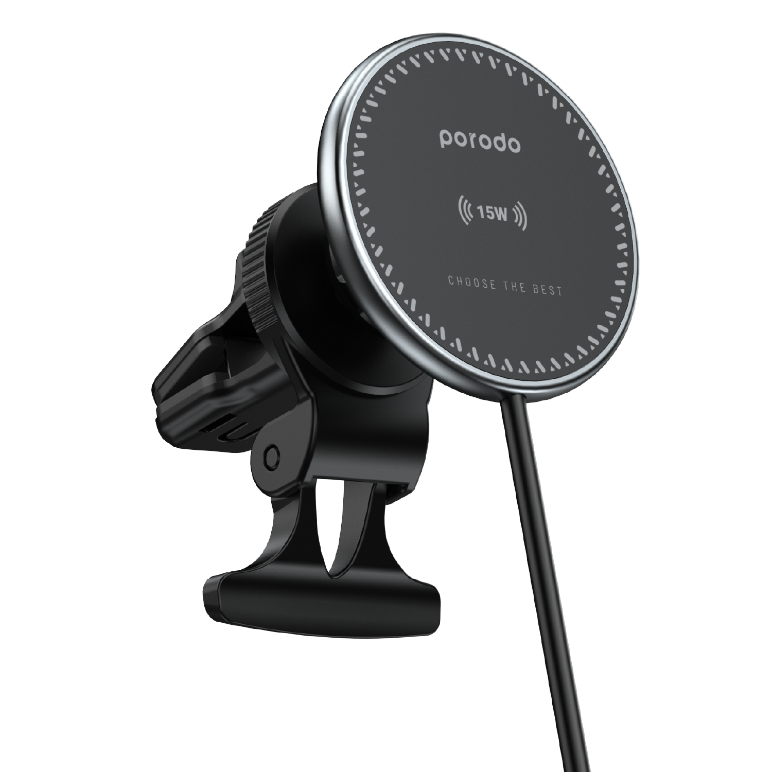 Porodo 3 In 1 Magnetic Car Charger Mount 15W With 20W PD Car Charger - Black - HJTA