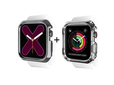 Itskins Spectrum Metal Antimicrobial Anti Shock Protection Case For Apple Watch 44Mm- Gray + Clear 2 Pcs - Future Store