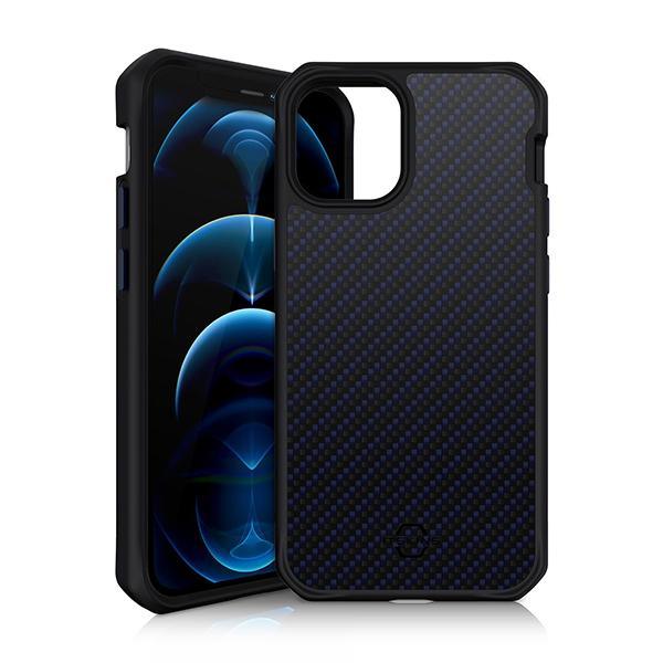 Itskins Hybrid Carbon Case For Iphone 12 Pro Max 3M Anti Shock -Blue Carbon And Blue