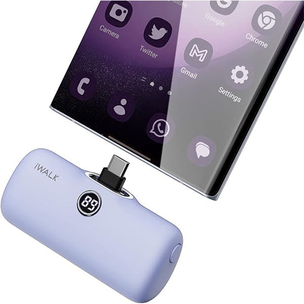 iwalk Linkme Pro Fast Charge 4800 Mah Pocket Battery Type-C With Display Purple-0FB7