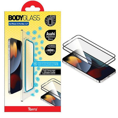 Torrii Bodyglass Full Silicone Frame Anti-Bacterial Screen Protector Iphone 13ProMax Black - Future Store