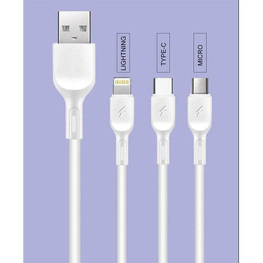 WUW 3in1 Data Charging Cable White - Future Store
