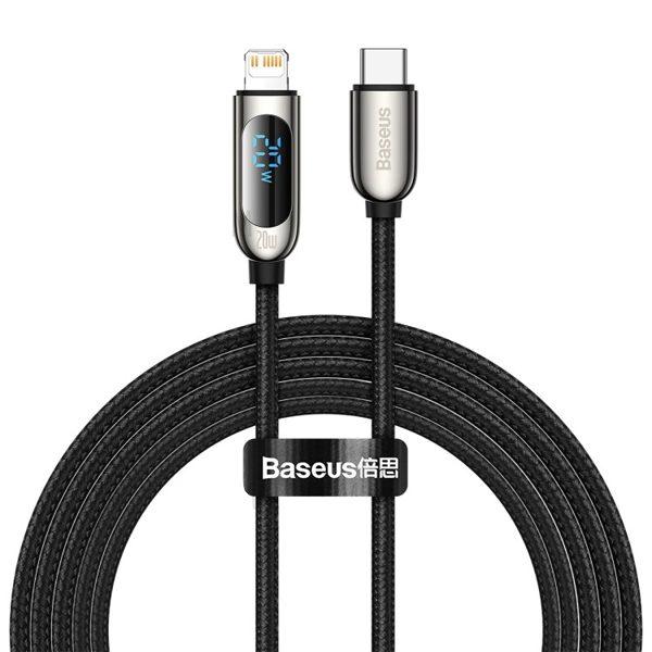 Baseus Digital Display PD20W USB-C to Lightning Charging Cable 2M Black - Future Store
