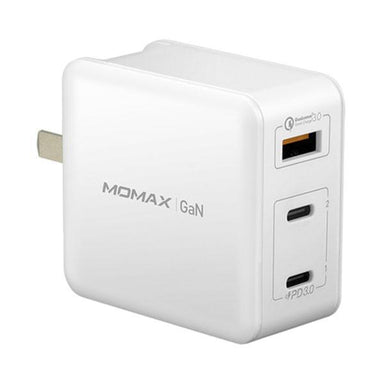 Momax Oneplug 3-Port Gan Fast Charger 65W Ultra-Lightweight Universal - White - Future Store