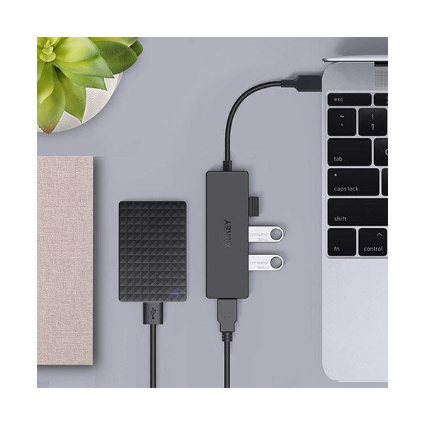 Aukey USB-C to 4-Port USB 3.0 Gen 1 Aluminum HUB Black - Future Store