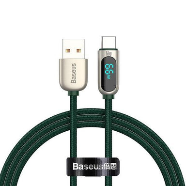 Baseus Display Fast Charging Data Cable USB to Type-C 66W 1M Green - Future Store