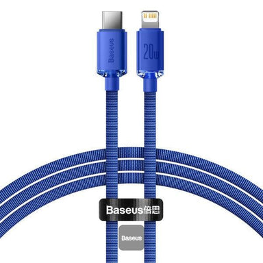 Baseus 20W PD Cable Crystal Shine Series Fast Charging Data Cable for iPhone 1M Blue - Future Store