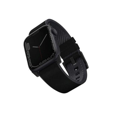 Uniq Straden Leather Hybrid Apple Watch Strap 45/44/42 mm Midnight Black - Future Store