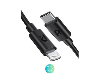 Ravpower 0.3M Tpe Type-C To Lightning Cable Black - Future Store