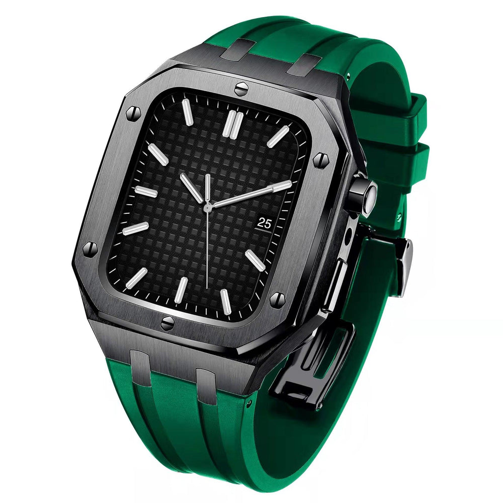 Apple watch Series 7/6 45/44 MM Luxury Black Watch Case Green Strap - Future Store