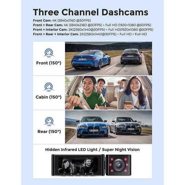M550 3 Channel 4K+1080P+1080P Dash Cam with WiFi & GPS - Future Store