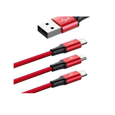 Running Series Dual Lightning 1 Micro USB 3in1 Cable Red - Future Store