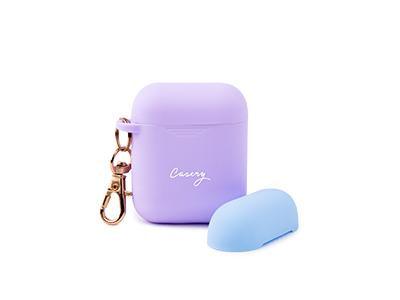 Casery Silicone Cover With Clip For Apple Airpods (Lilac+Blue)