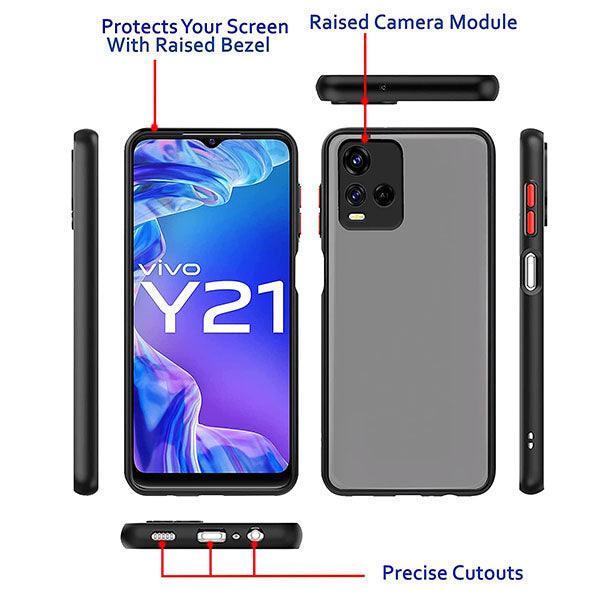 Hybrid Smoked Back Protection Raised Edges Bumper Case for Vivo Y21 Black - Future Store