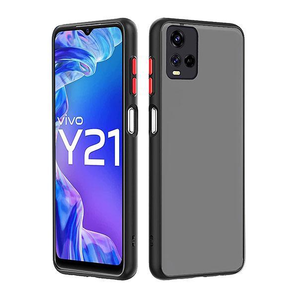 Hybrid Smoked Back Protection Raised Edges Bumper Case for Vivo Y21 Black - Future Store