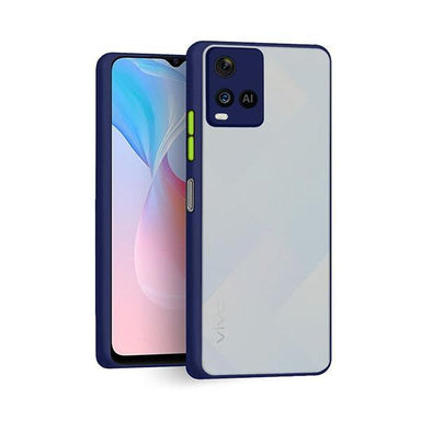 Hybrid Smoked Back Protection Raised Edges Bumper Case for Vivo Y21 Blue - Future Store
