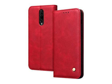 OnePlus 7 Pro Leather Book Case (Red) - Future Store