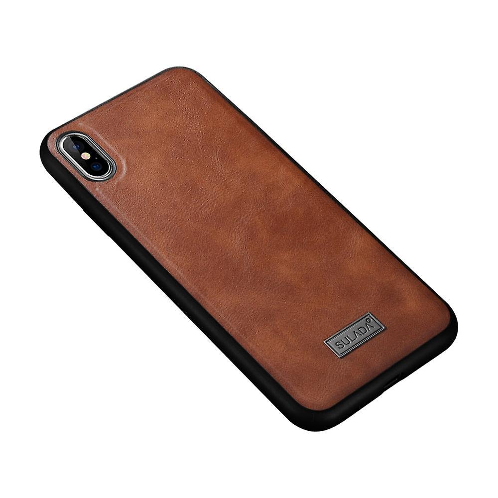 Sulada Leather Protective Back Case for iPhone X/XS Brown - Future Store