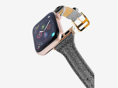 Casery Leather Watch Bands For Apple Watch(Glitter Black) - Future Store